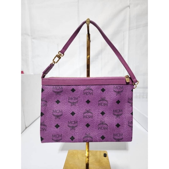 Authentic MCM Visetos Liz Shopper Pochette/Wristlet Purple - Picture 3 of 11